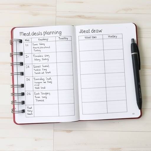 Una persona planificando sus comidas semanales en una libreta